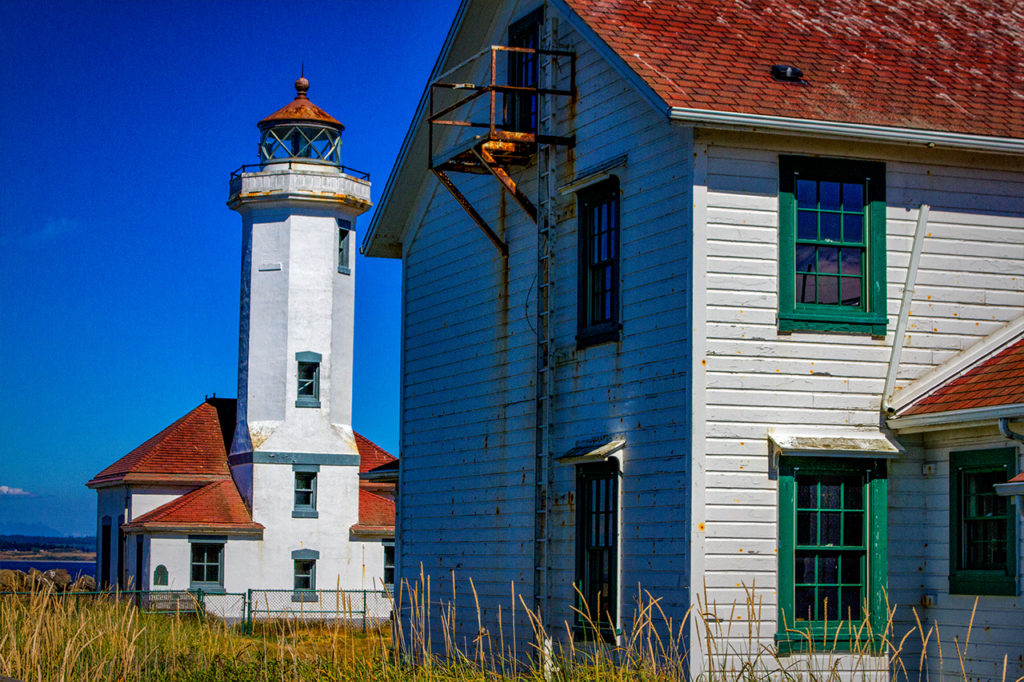 Lighthouse and building at Port Townsend WA
