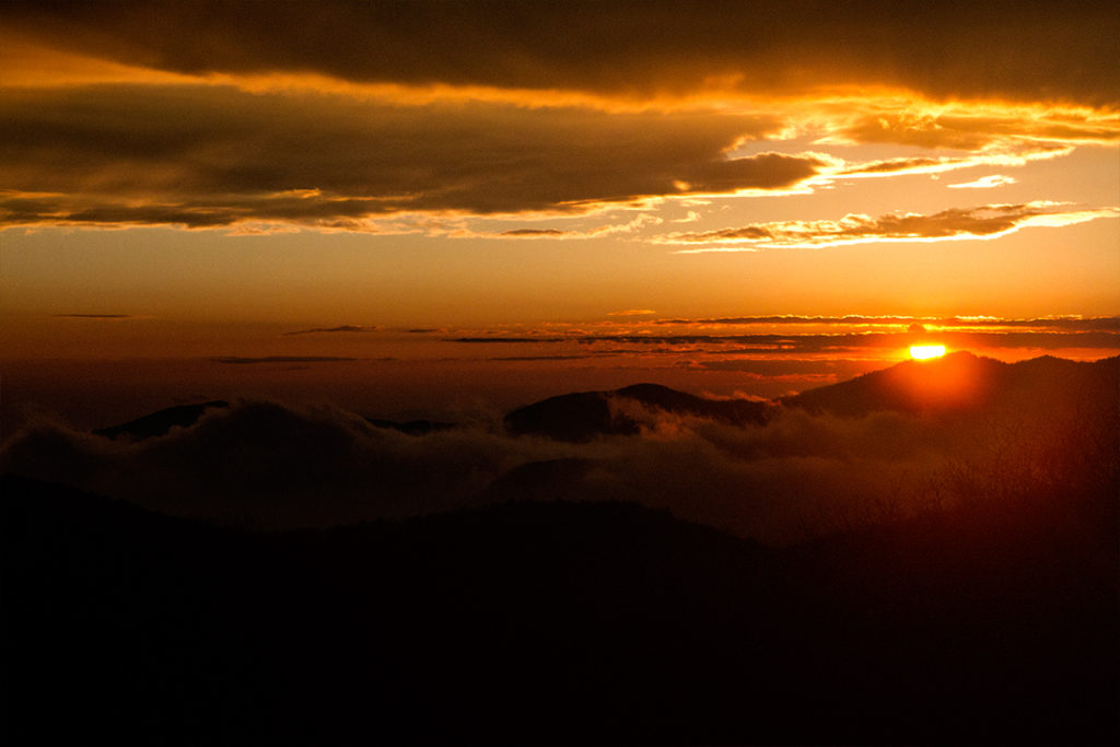 sunset in the Smoky Mountains and Blue Ridge Pkwy